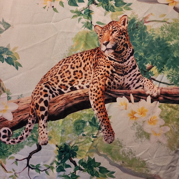 Antthony Signature Printed Chiffon Square Scarf - leopard - Picture 5 of 8